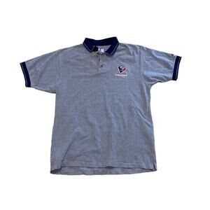 Logo Athletic NFL Houston Texans Football Short Sleeved Polo Shirt Navy Large
